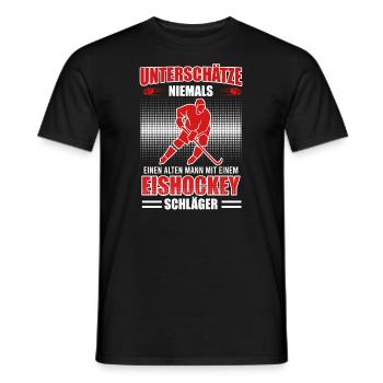 Alter man mit Eishockey Schläger - Männer T-Shirt - Schwarz - Vorne - AI Model Male 178 light (178cm)