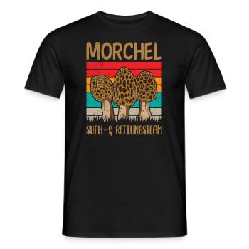 Such & Rettungsteam Morchel Pilzsammler - Männer T-Shirt - Schwarz - Vorne - AI Model Male 178 light (178cm)