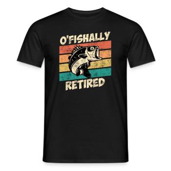 O Fishally retired pension angler retirement - Men's T-Shirt - black - Front - AI Model Male 178 light (178cm)