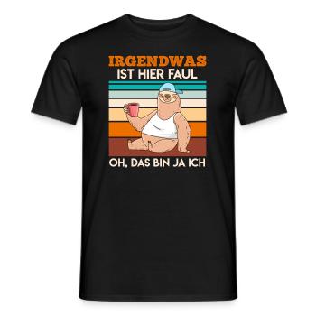 irgendwas ist hier faul oh das bin ja ich - Männer T-Shirt - Schwarz - Vorne - AI Model Male 178 light (178cm)