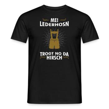 mei lederhosn trogt no da hirsch - Männer T-Shirt - Schwarz - Vorne - AI Model Male 178 light (178cm)