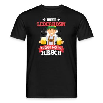 Mei Lederhosn trogt no da Hirsch Bayern Trachten - Männer T-Shirt - Schwarz - Vorne - AI Model Male 178 light (178cm)