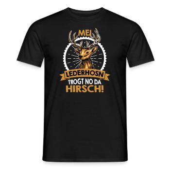 Mei Lederhosn trägt no da Hirsch Herren Bayern - Männer T-Shirt - Schwarz - Vorne - AI Model Male 178 light (178cm)