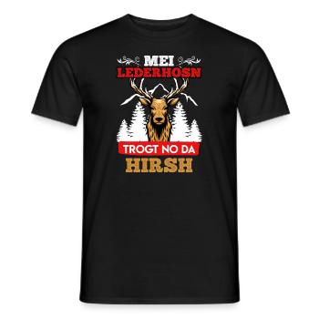 Mei Lederhosn trogt no da Hirsch Bayern - Männer T-Shirt - Schwarz - Vorne - AI Model Male 178 light (178cm)