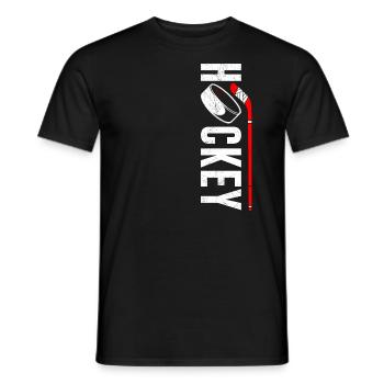 Ice Hockey Puck Hockey Sticks - Men's T-Shirt - black - Front - AI Model Male 178 light (178cm)