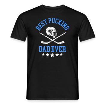 Best pucking dad ever Bester Hockey Papa - Men's T-Shirt - black - Front - AI Model Male 178 light (178cm)
