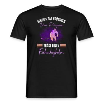 Eishockey vergiss Krönchen Prinzessin trägt Helm - Männer T-Shirt - Schwarz - Vorne - AI Model Male 178 light (178cm)