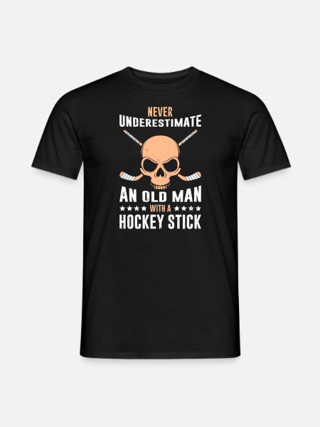 Undervurder aldrig en mands ishockeystav - Mænd T-shirt - sort
