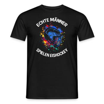 Echte Männer spielen Eishockey - Männer T-Shirt - Schwarz - Vorne - AI Model Male 178 light (178cm)