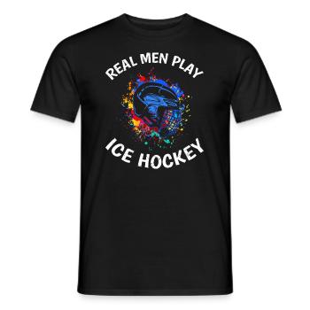Echte Männer spielen Eishockey - Männer T-Shirt - Schwarz - Vorne - AI Model Male 178 light (178cm)