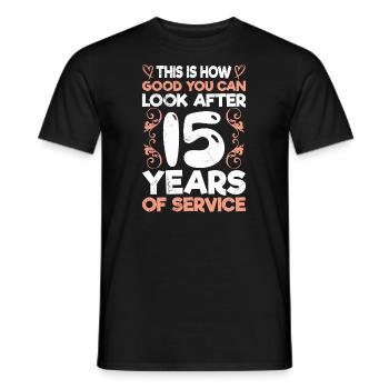 Anniversaire de l’entreprise 15 ans de service anniversaire - T-shirt homme - noir - Devant - AI Model Male 178 light (178cm)