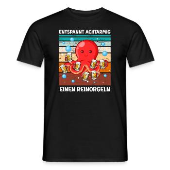 Entspannt achtarmig einen reinorgeln Bier - Männer T-Shirt - Schwarz - Vorne - AI Model Male 178 light (178cm)