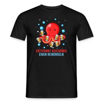 Entspannt achtarmig einen reinorgeln Oktopus - Männer T-Shirt - Schwarz - Vorne - AI Model Male 178 light (178cm)
