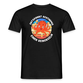 Entspannt achtarmig einen reinorgeln Biertrinker - Männer T-Shirt - Schwarz - Vorne - AI Model Male 178 light (178cm)