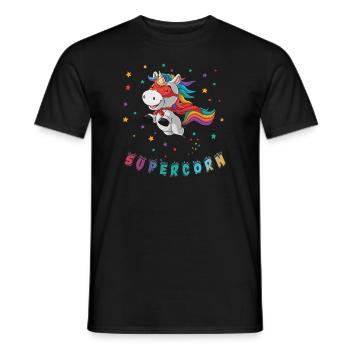 Super-maïs Super-héros Licorne - T-shirt homme - noir - Devant - AI Model Male 178 light (178cm)