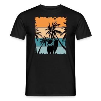 Retro Vintage Palmen und Surfen - Strand Surfer - Männer T-Shirt - Schwarz - Vorne - AI Model Male 178 light (178cm)