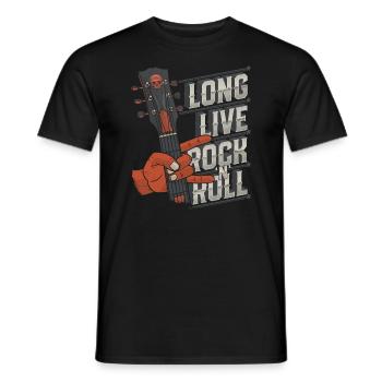 Rock and Roll Music Long Live Rock N Roll Guitar - Men's T-Shirt - black - Front - AI Model Male 178 light (178cm)