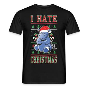 Ich Hasse Weihnachten Spruch Lustig Ugly Nilpferd - Männer T-Shirt - Schwarz - Vorne - AI Model Male 178 light (178cm)