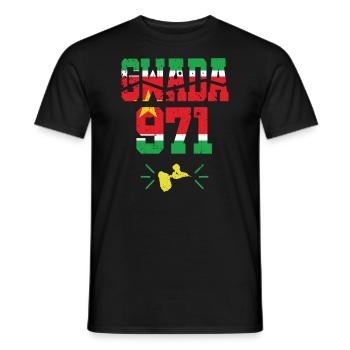 drapeau guadeloupe 971 gwada de gwadloup - T-shirt homme - noir - Devant - AI Model Male 178 light (178cm)