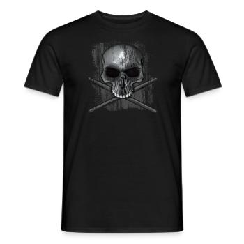 drummer skull - Männer T-Shirt - Schwarz - Vorne - AI Model Male 178 light (178cm)