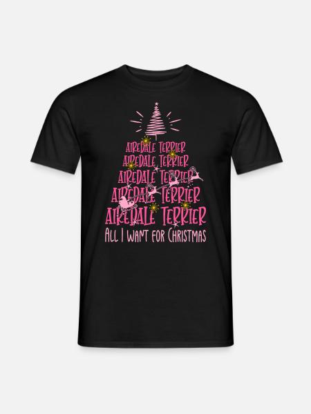 Airedale Terrier Hund Weihnachten Hunderasse - Männer T-Shirt - Schwarz