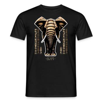 Illustration astucieuse éléphants avec hiéroglyphes - T-shirt homme - noir - Devant - AI Model Male 178 light (178cm)