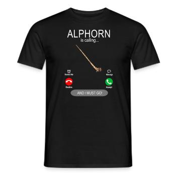 Alphorn is calling - Alpenmusik Alphornbläser - Männer T-Shirt - Schwarz - Vorne - AI Model Male 178 light (178cm)
