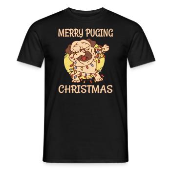 Merry Puging Christmas - Dabbing Mops - Männer T-Shirt - Schwarz - Vorne - AI Model Male 178 light (178cm)