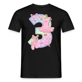 Ballerina 3. Geburtstagsparty Nummer 3 - 3 Jahre - Männer T-Shirt - Schwarz - Vorne - AI Model Male 178 light (178cm)