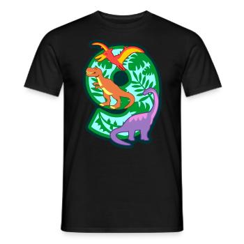 Dinosaurier 9. Geburtstagsparty Nummer 9 - 9 Jahre - Männer T-Shirt - Schwarz - Vorne - AI Model Male 178 light (178cm)