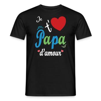 je t'aime papa d'amour pour Fête Des Pères - T-shirt homme - noir - Devant - AI Model Male 178 light (178cm)