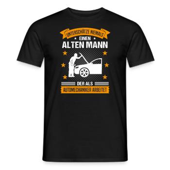 Automechaniker Alter Mann Spruch Herren Geschenk - Männer T-Shirt - Schwarz - Vorne - AI Model Male 178 light (178cm)