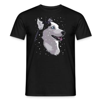 Siberian Husky im Schnee - Männer T-Shirt - Schwarz - Vorne - AI Model Male 178 light (178cm)