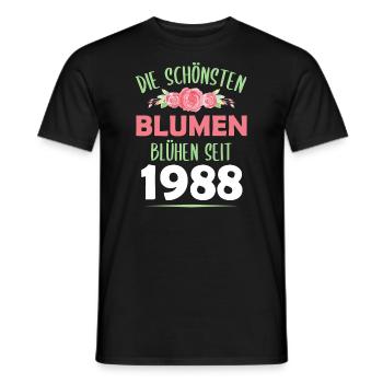 Jahrgang 1988 Blumen Spruch Geburtstag Geschenk - Männer T-Shirt - Schwarz - Vorne - AI Model Male 178 light (178cm)