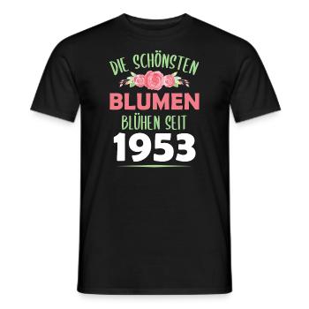 Jahrgang 1953 Blumen Spruch Geburtstag Geschenk - Männer T-Shirt - Schwarz - Vorne - AI Model Male 178 light (178cm)