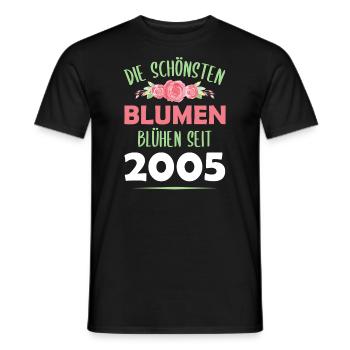 Jahrgang 2005 Blumen Spruch Geburtstag Geschenk - Männer T-Shirt - Schwarz - Vorne - AI Model Male 178 light (178cm)