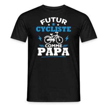 Futur cycliste comme papa - T-shirt homme - noir - Devant - AI Model Male 178 light (178cm)