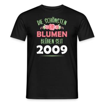 Jahrgang 2009 Blumen Spruch Geburtstag Geschenk - Männer T-Shirt - Schwarz - Vorne - AI Model Male 178 light (178cm)