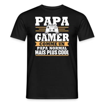 Papa gamer comme un papa normal - T-shirt homme - noir - Devant - AI Model Male 178 light (178cm)