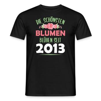 Jahrgang 2013 Blumen Spruch Geburtstag Geschenk - Männer T-Shirt - Schwarz - Vorne - AI Model Male 178 light (178cm)