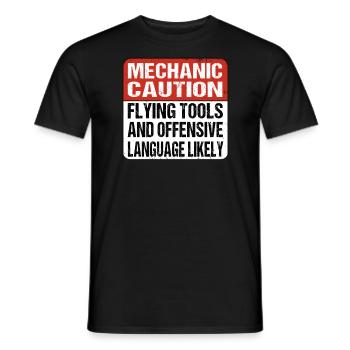 Mechanic Caution flying tools -Screwdriver - Men's T-Shirt - black - Front - AI Model Male 178 light (178cm)