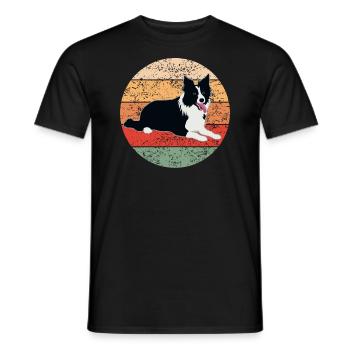 Border Collie Hund Hundeliebhaber Retro Geschenk - Männer T-Shirt - Schwarz - Vorne - AI Model Male 178 light (178cm)