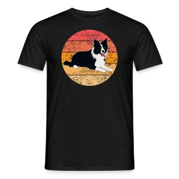 Border Collie Hund Hundeliebhaber Retro Geschenk - Männer T-Shirt - Schwarz - Vorne - AI Model Male 178 light (178cm)