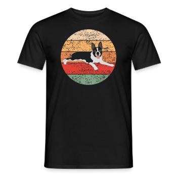 Boston Terrier Hund Hundeliebhaber Retro Geschenk - Männer T-Shirt - Schwarz - Vorne - AI Model Male 178 light (178cm)