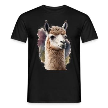 Alpaka Aquarell - Männer T-Shirt - Schwarz - Vorne - AI Model Male 178 light (178cm)