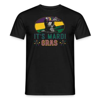 Retro It's Mardi Gras Nessie and Bigfoot - Men's T-Shirt - black - Front - AI Model Male 178 light (178cm)