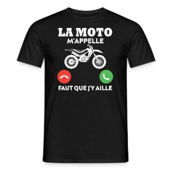 La moto m'appelle...faut que j'y aille ! - T-shirt homme - noir - Devant - AI Model Male 178 light (178cm)