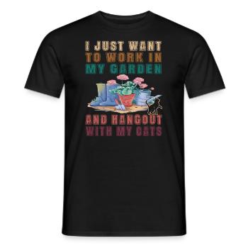 Je veux juste travailler dans mon jardin - Cat Cats - T-shirt homme - noir - Devant - AI Model Male 178 light (178cm)