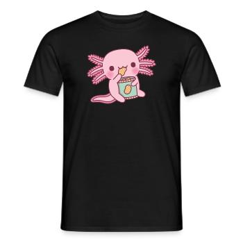 Mignon Axolotl mangeant des chips de pommes de terre - T-shirt homme - noir - Devant - AI Model Male 178 light (178cm)