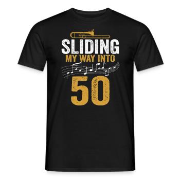 Trombone glissant mon chemin vers mon 50e anniversaire - T-shirt homme - noir - Devant - AI Model Male 178 light (178cm)